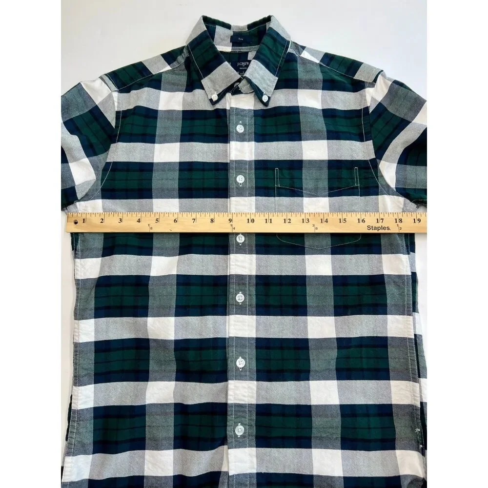 J Crew Classic Tartan Plaid Button Down Long Sleeve Mens Shirt Sz S Slim